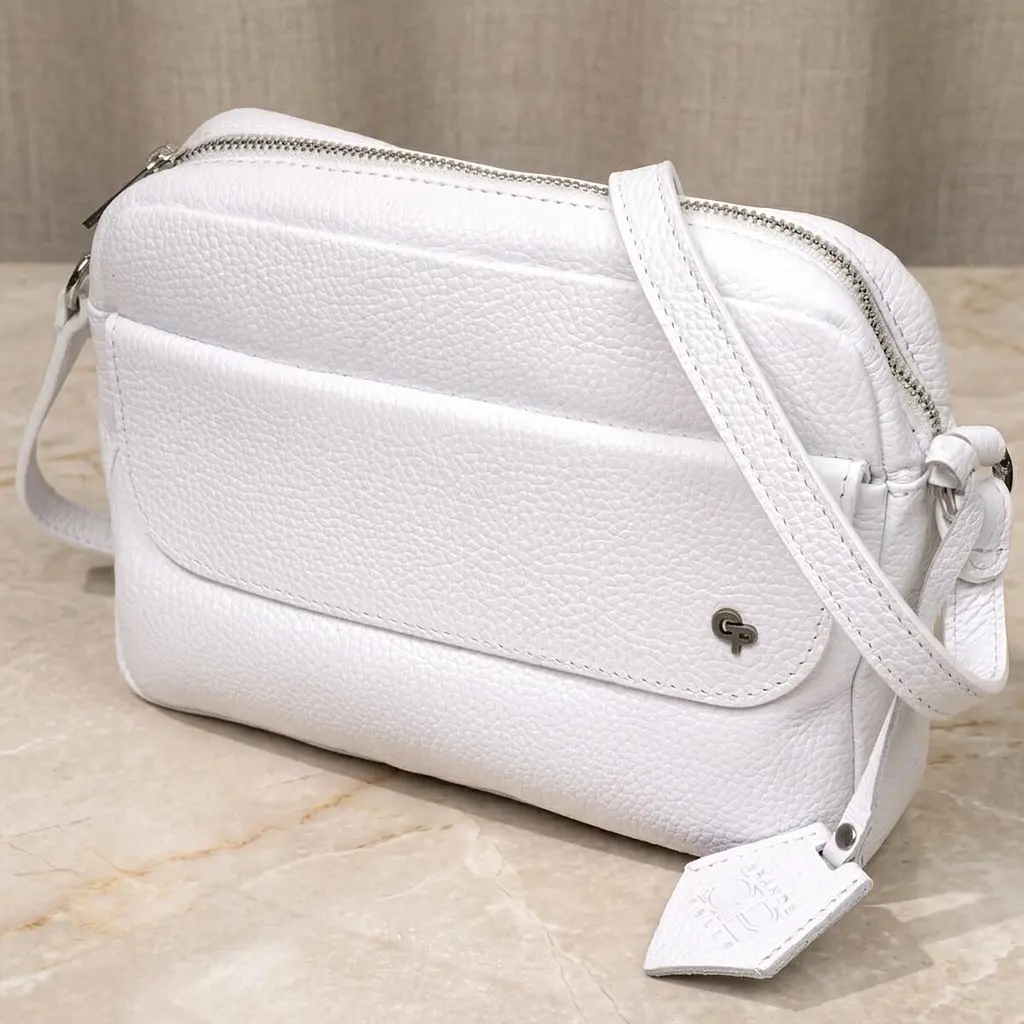 Жіноча сумка крос-боді із натуральної шкіри Grande Pelle 11650 біла - фото 11