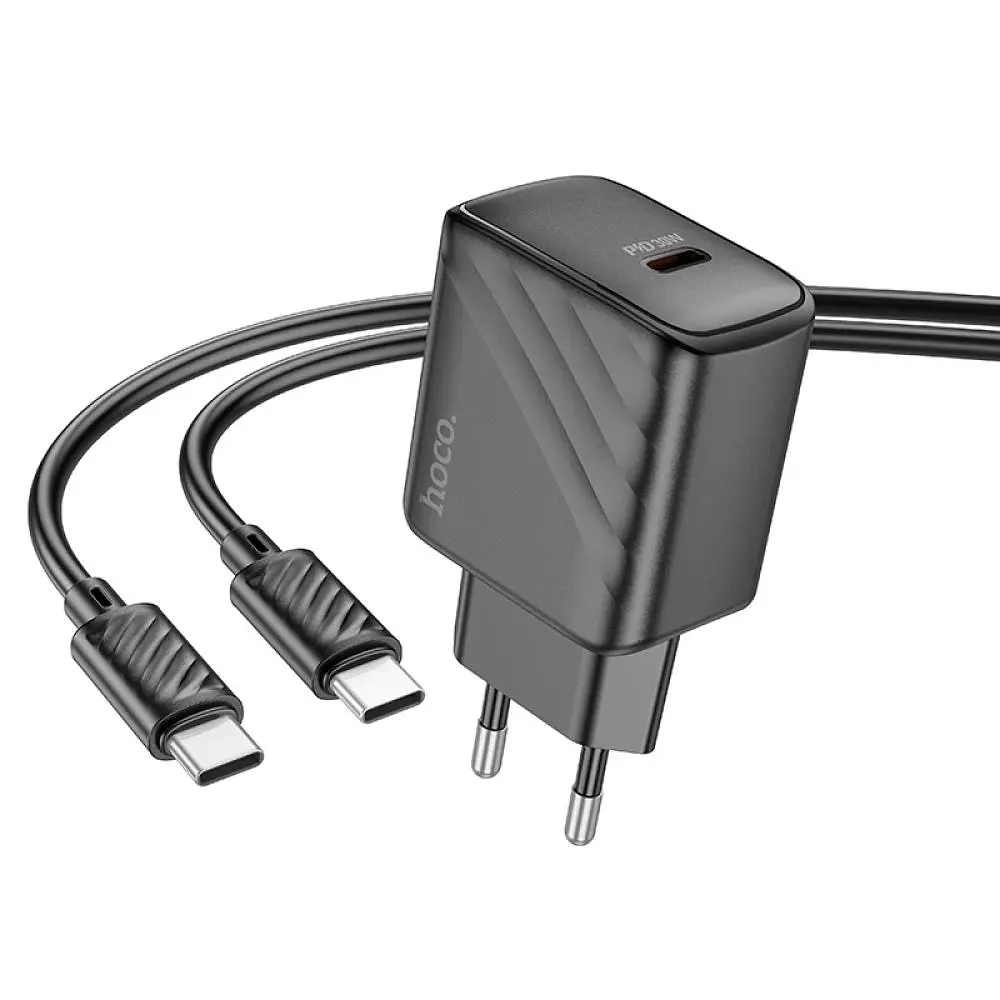 Комплект зарядного пристрою Hoco CS22A Value 1USB-C PD/QC 30W Type-C to Type-C Black (33610_3210138) - фото 4