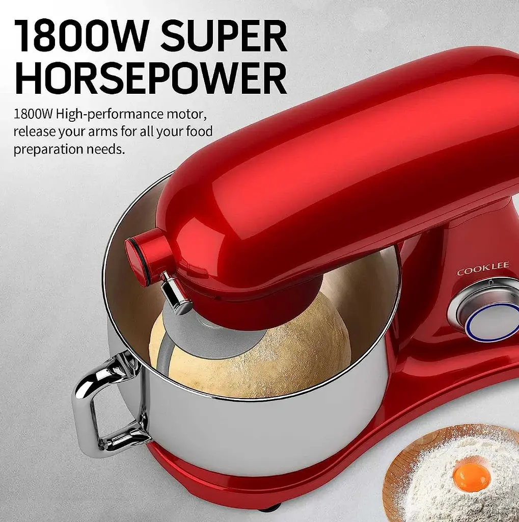 Кухонний комбайн планетарний Cookdeyi міксер тістоміс 1800 Вт чаша 8 л SM 1522NM red - фото 4