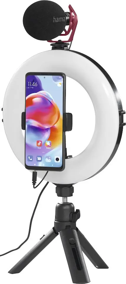 Трипод смартфона Smart-80 V2 шаровидный 9.5cм Bluetooth со светодиодным кольцом черный Hama teh0012961 - фото 10