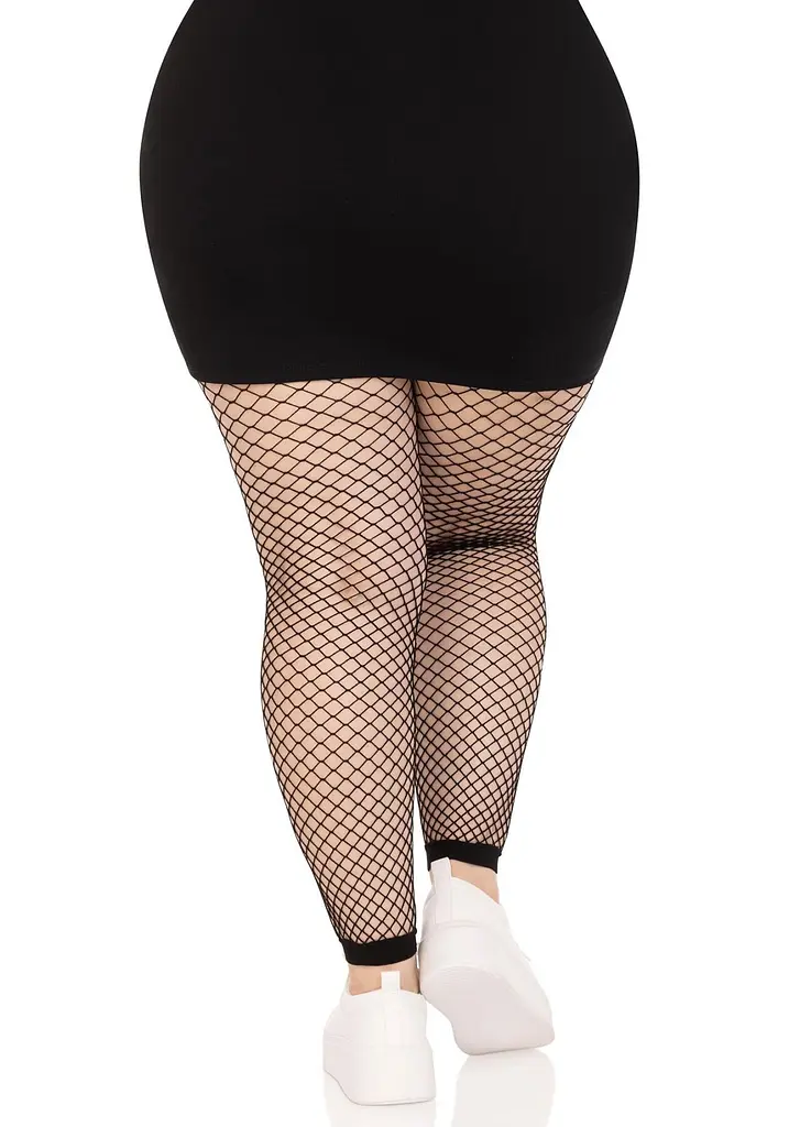 Колготки без стопи Leg Avenue Industrial Net footless tights, 1X/2X, чорні, в сітку - фото 5
