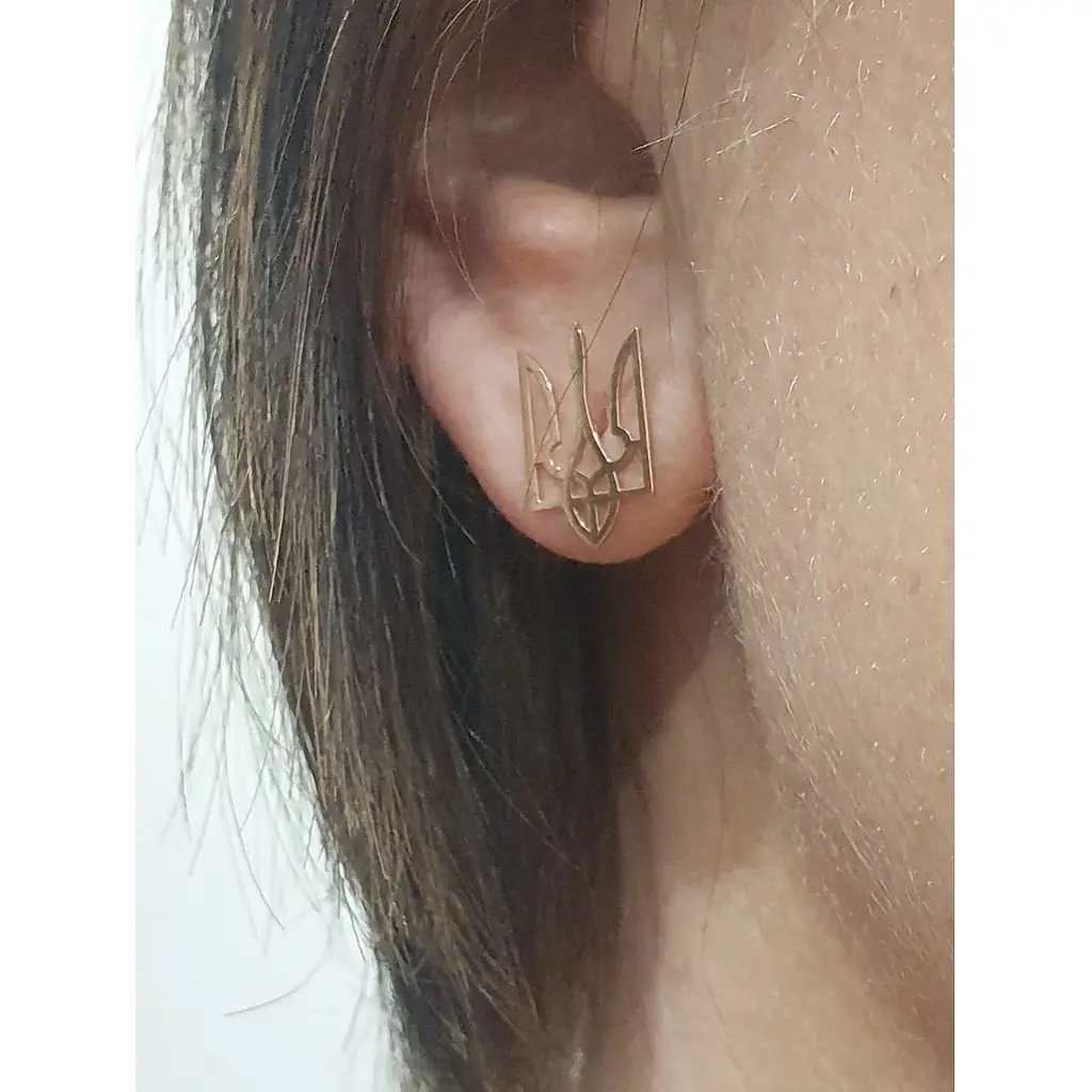 Золотые серьги-пуссеты Favoritum Трезубец. 210167_1 - фото 2