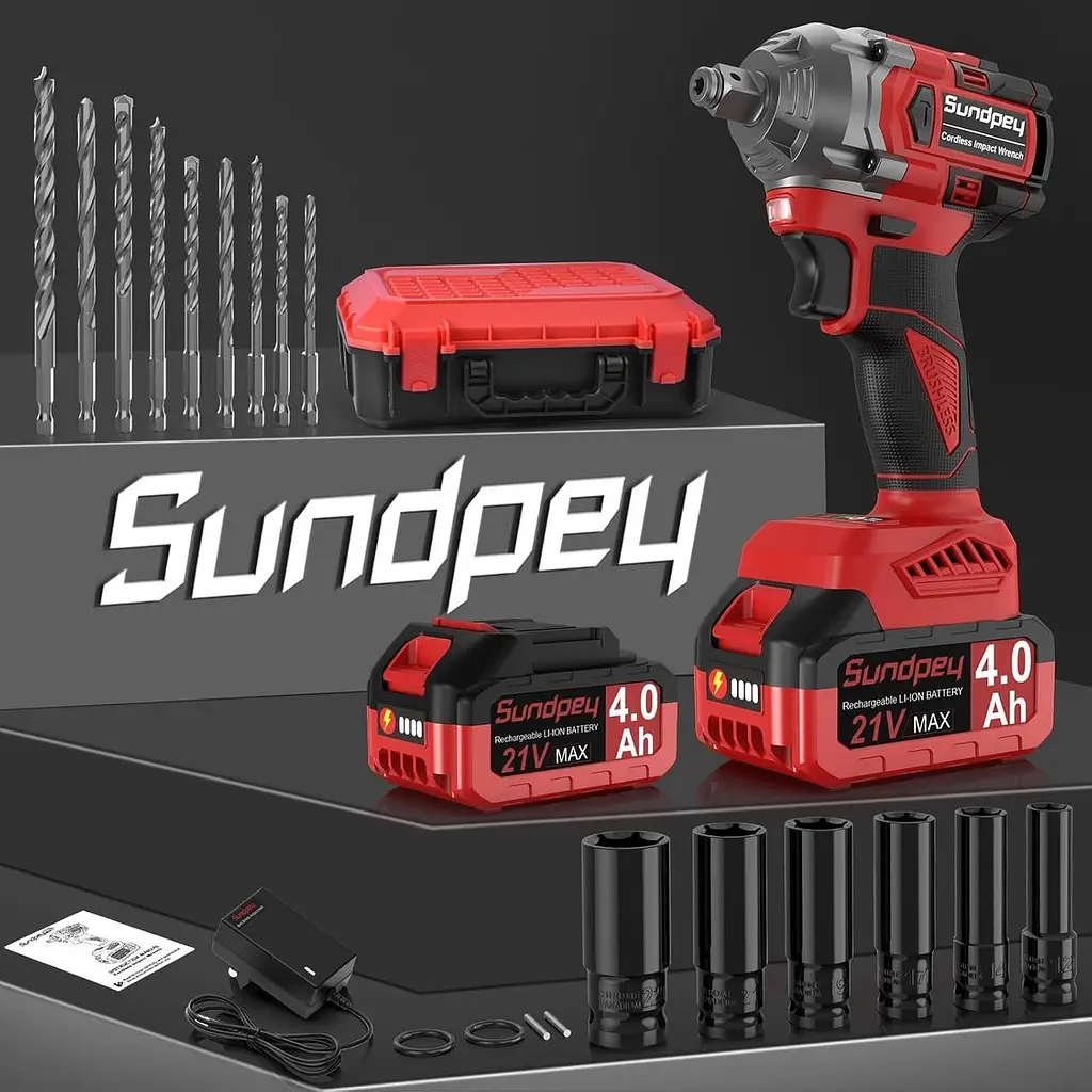 Акумуляторний ударний гайковер Sundpey 650N·m - 21V 1/2-дюймовий безщітковий електричний ударний пістолет з акумуляторною батареєю - фото 5