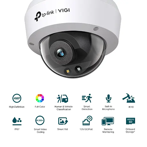 IP-Камера VIGI C240-2.8, PoE, 4Мп, 2,8 мм, H265+, IP66, Turret, кольорове нічне бачення, вну TP-Link teh0016002 - фото 3