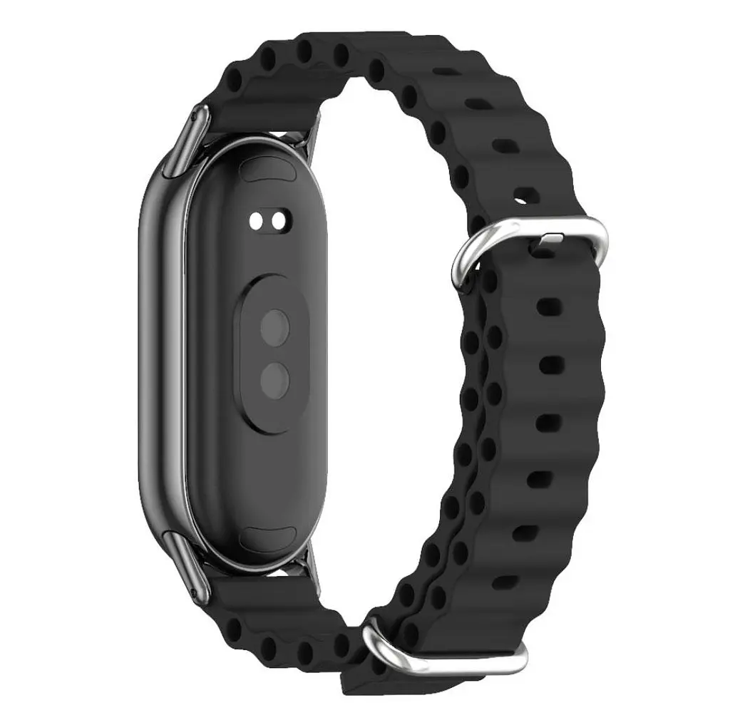 Силиконовый ремешок Mijobs Ocean для фитнес браслета Xiaomi Mi Smart Band 8 Black - фото 3