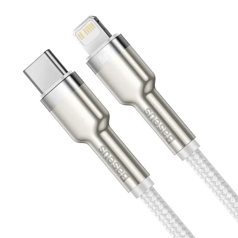 Дата кабель Baseus Cafule Metal Type-C to Lightning PD20W (1m) (CATLJK-A) Білий - фото 2