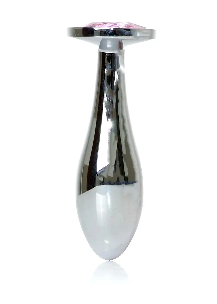 Анальная пробка Jewellery Silver Plug Clear M 9.2 см (розовый) - фото 2
