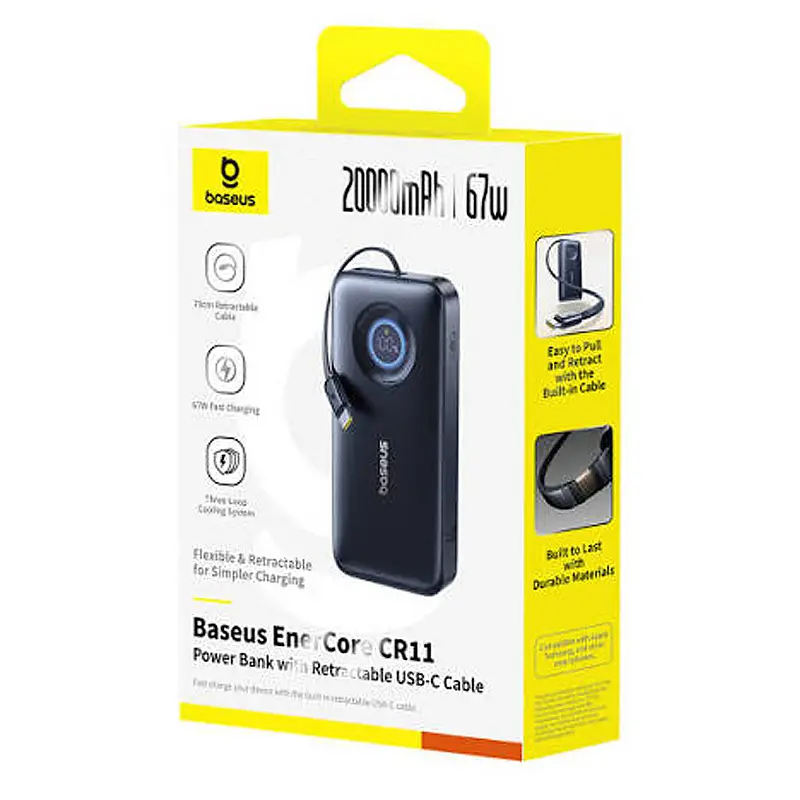 Портативний ЗП Power Bank Baseus EnerCore CR11 PD67W with cable 20000 mAh (PPNMS) Cosmic Black - фото 2