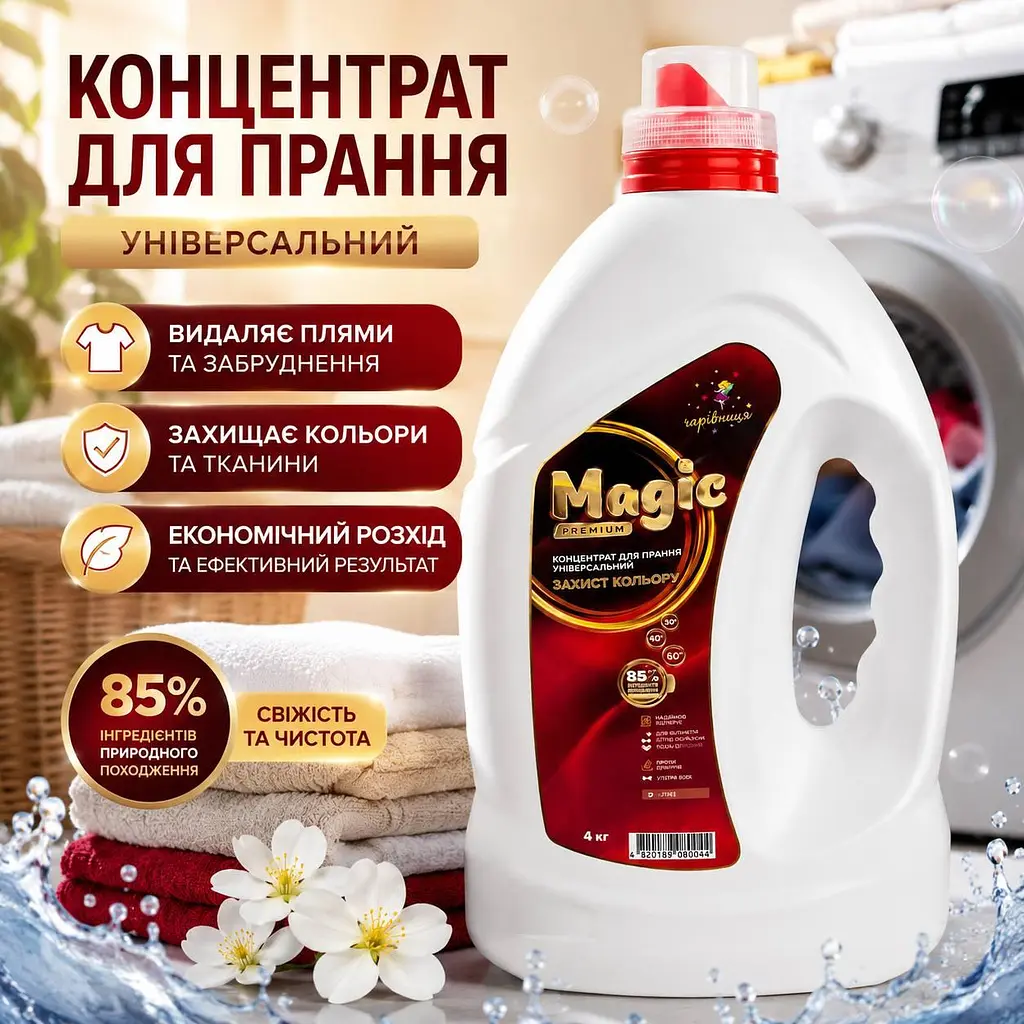 Рідкий засіб для прання «Чарівниця» для білих і кольорових тканин - фото 2