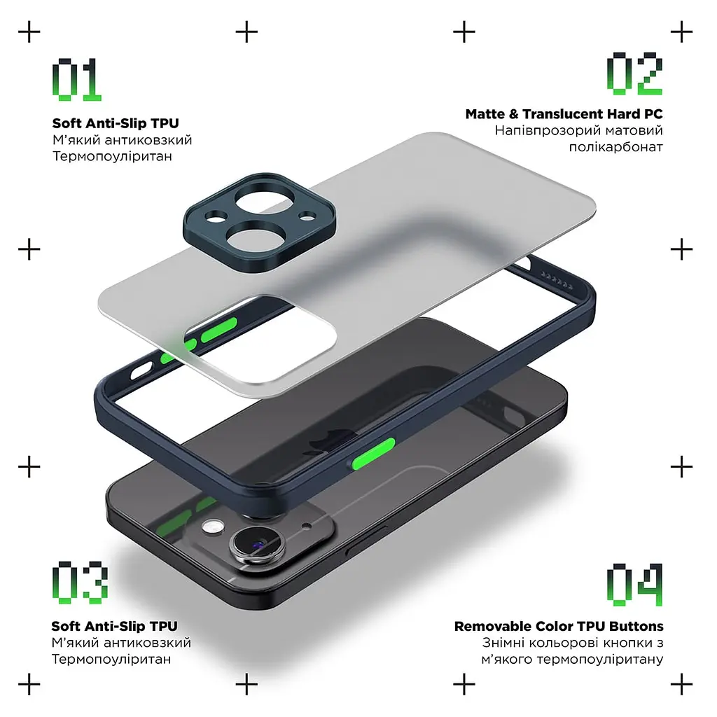 Чехол панель-накладка для TECNO Spark 10 4G (KI5q), Frosted Matte, синий, противоударный чехол с защитой всего корпуса, термополиуретан TPU + поликарбонат PC, ArmorStandart (ARM70499) - фото 2