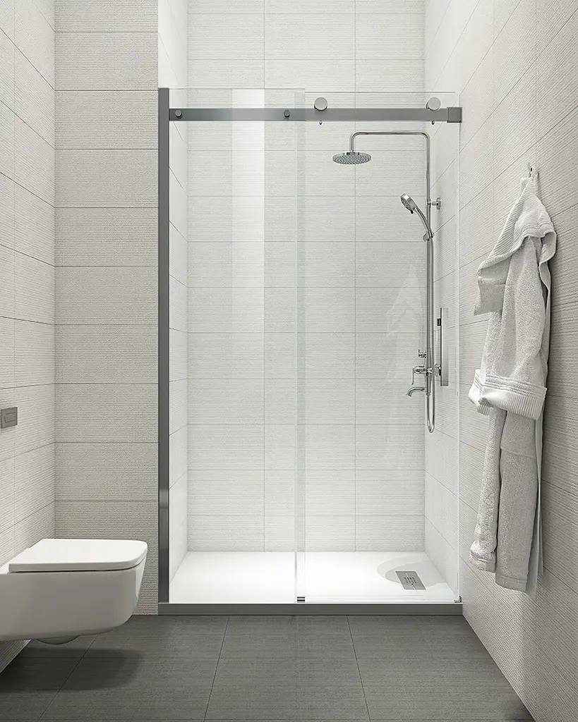Двері в нішу Koer SR SD01-120x200-TR-07 прозоре скло Easy Clean 8 мм, graphite KR5378, універсальні, прозорий, графіт - фото 7