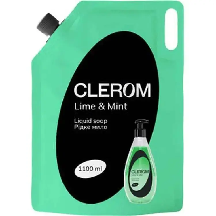 Мило рідке CLEROM 1,1л пляшка Lime and mint дой-пак