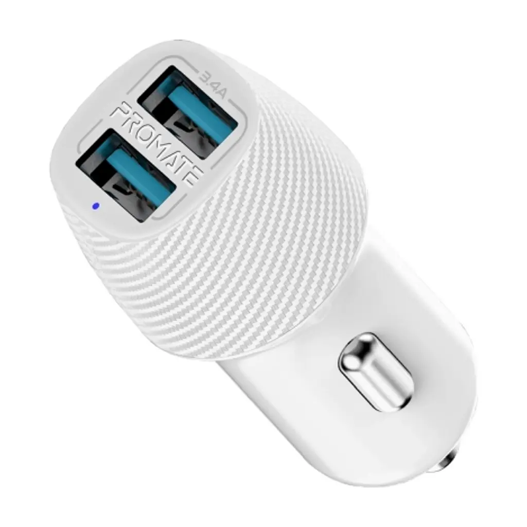 Зарядний пристрій Promate voltrip-duo 2xUSB Car Charger 17W White (voltrip-duo.white) - фото 2