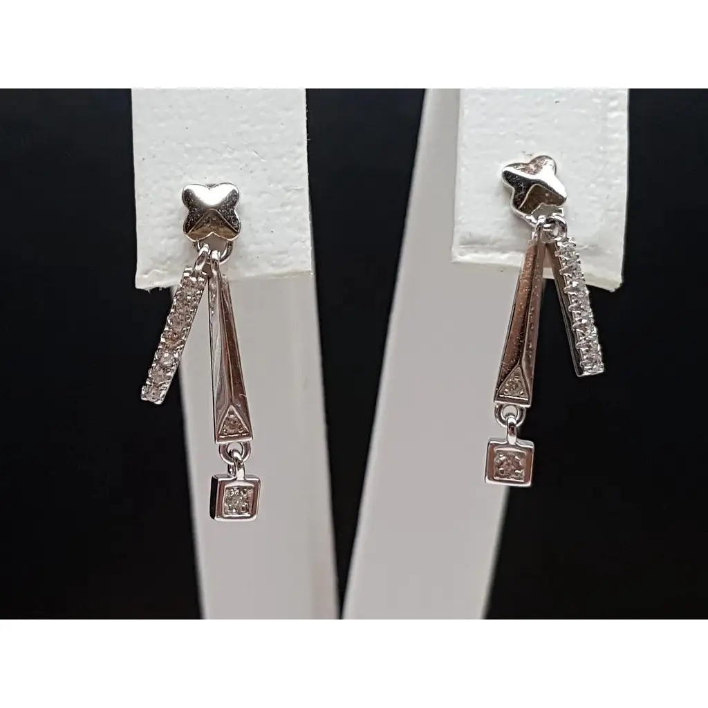 Серебряные серьги Подиум с фианитами. BB0142B - фото 2