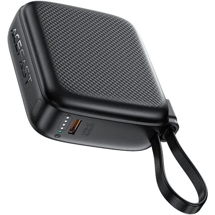Універсальна мобільна батарея Acefast 10000mAh 20W PD,QC3.0 USB-C In/Out with build Type-C cable M15 Black (6974316283973) - фото 4