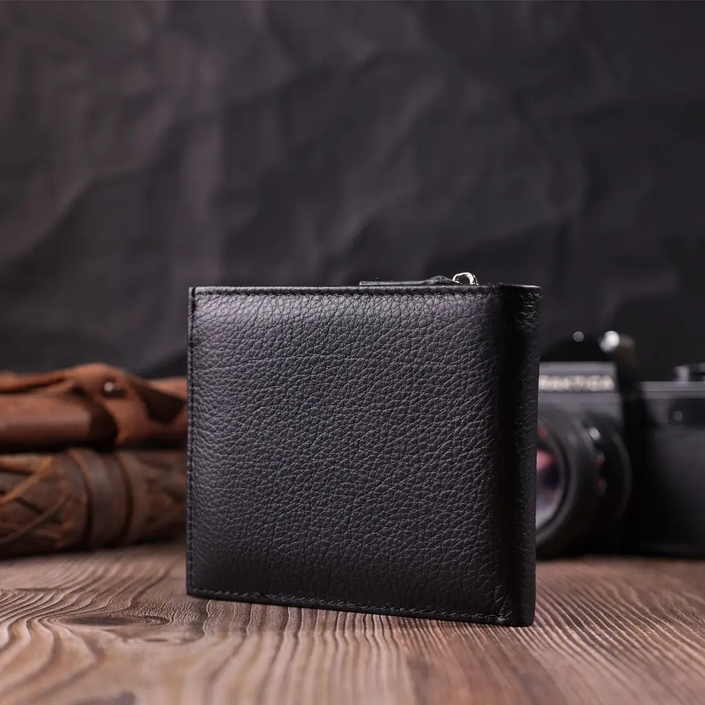 Гаманець середнього розміру з оригінальною монетницею ST Leather 22458 чорний - фото 9