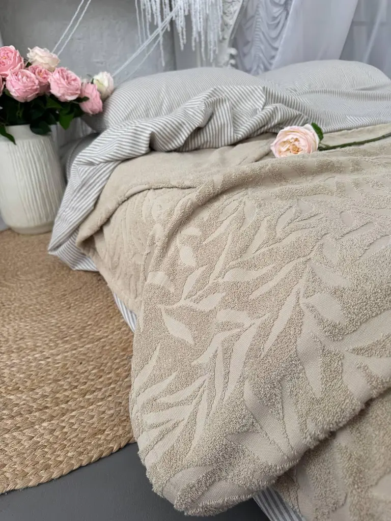 Покривало Zeintex Palermo махрове бавовняне бежеве - фото 5