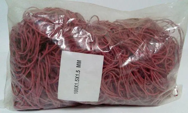 Банківські гумки, Plast, №100, червоні, 1,5 мм, діаметр 100 мм, 1 кг, для фіксації банкнот