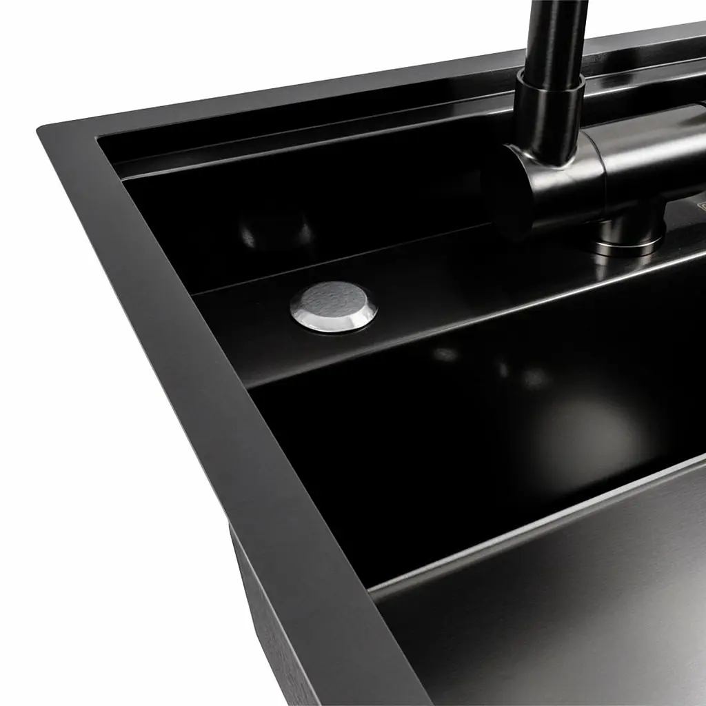 Кухонна мийка CM 50x50 прихована PVD чорна Platinum Handmade, Чорний - фото 6