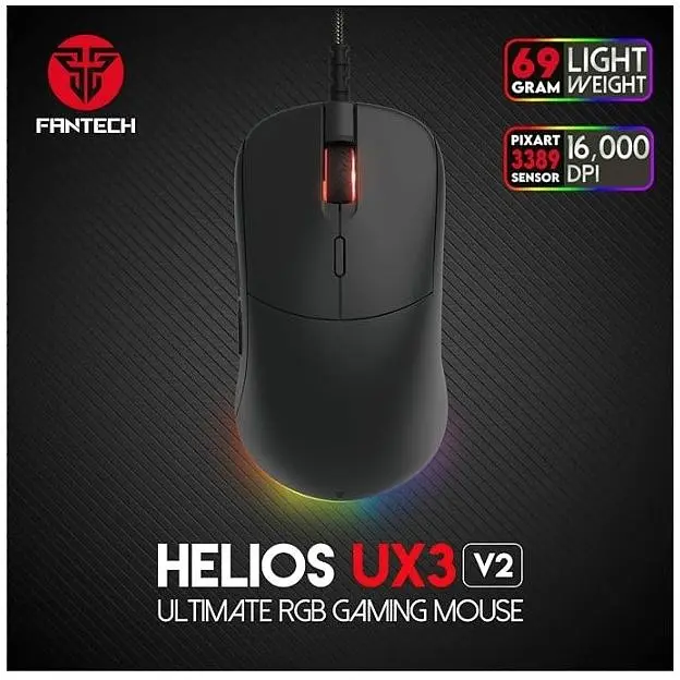Игровая мышь Fantech UX-3 V2 HELIOS PixArt 3389, 400IPS, 50G, 1600DPI Black - фото 5