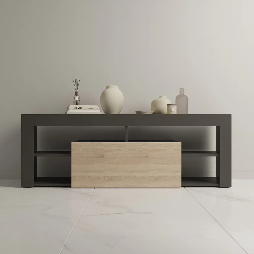 Тумба під телевізор Flamecame з 4 полицями та нішею з ДСП II K-140 - фото 4