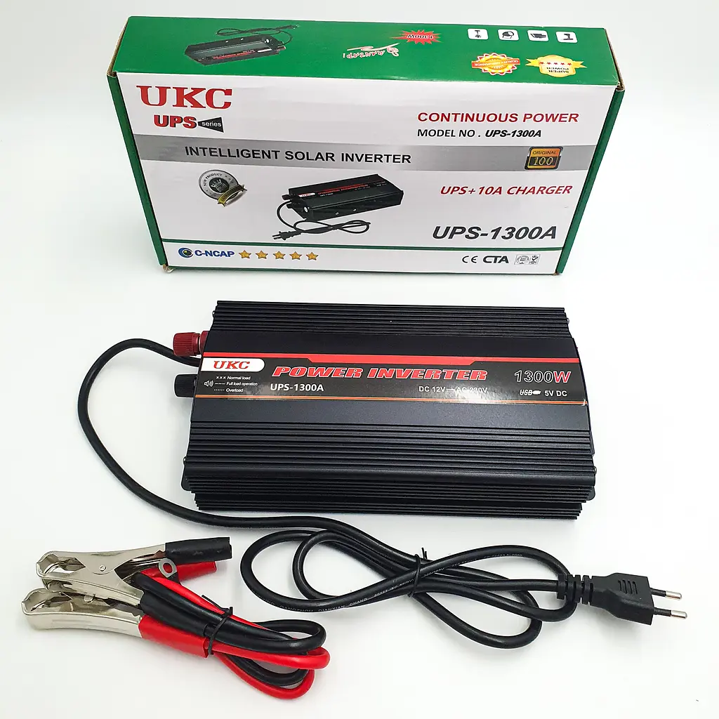 Перетворювач напруги 1300 W 12 V-220 V автомобільний інвертор з функцією заряджання акумулятора 10 A модифікована синусоїда DC-AC UKC UPS-1300A - фото 3