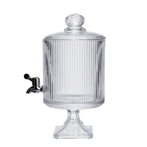 Лимонадница с краном на подставке стеклянная 4.5 л 39 см. Прозрачный Yiwu HP-19-3045-6 - фото 2