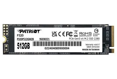 Твердотільний накопичувач SSD 512Gb, P320, PCI-E 3.0 x4, M.2 2280, 3D TLC, 3000/2200 МБ/с Patriot teh0019758 - фото 5