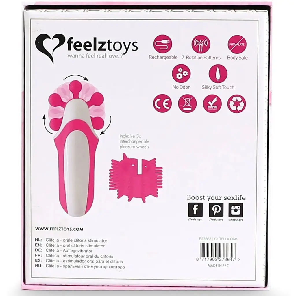 Стимулятор з імітацією оральних ласк FeelzToys Clitella Oral Clitoral Stimulator Pink - фото 7