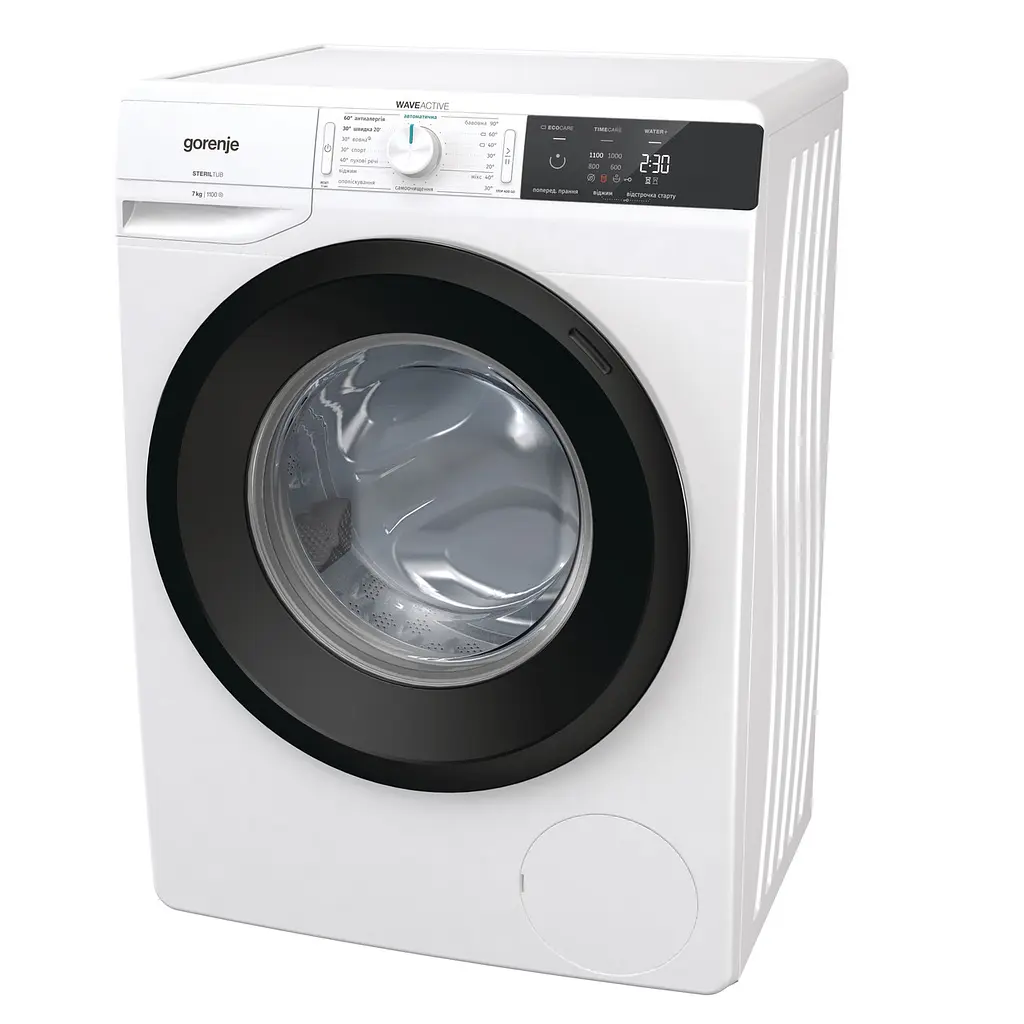 Стиральная машина Gorenje с фронтальной загрузкой W1E71S3S, 7кг, 1100, A+++, Пар, глубина 46.5см, Дисплей, Белый (W1E71S3S) - фото 2