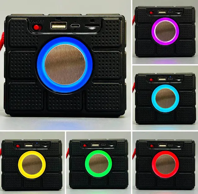Портативная беспроводная Bluetooth колонка T&G TG-311 с мощным звучанием LED-подсветкой и ремешком для переноски Черный - фото 5