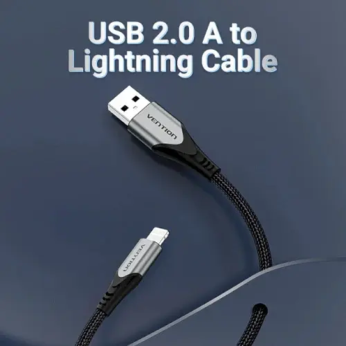 Кабель Vention USB AM – Lightning, 1 м, Black teh0028534 - фото 2