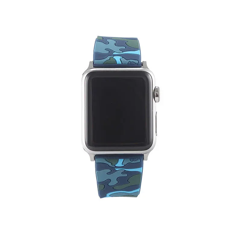 Ремінець Creasted для годинника Apple Watch 42 мм 44 мм силіконовий з пряжкою, Camouflage with blue - фото 3