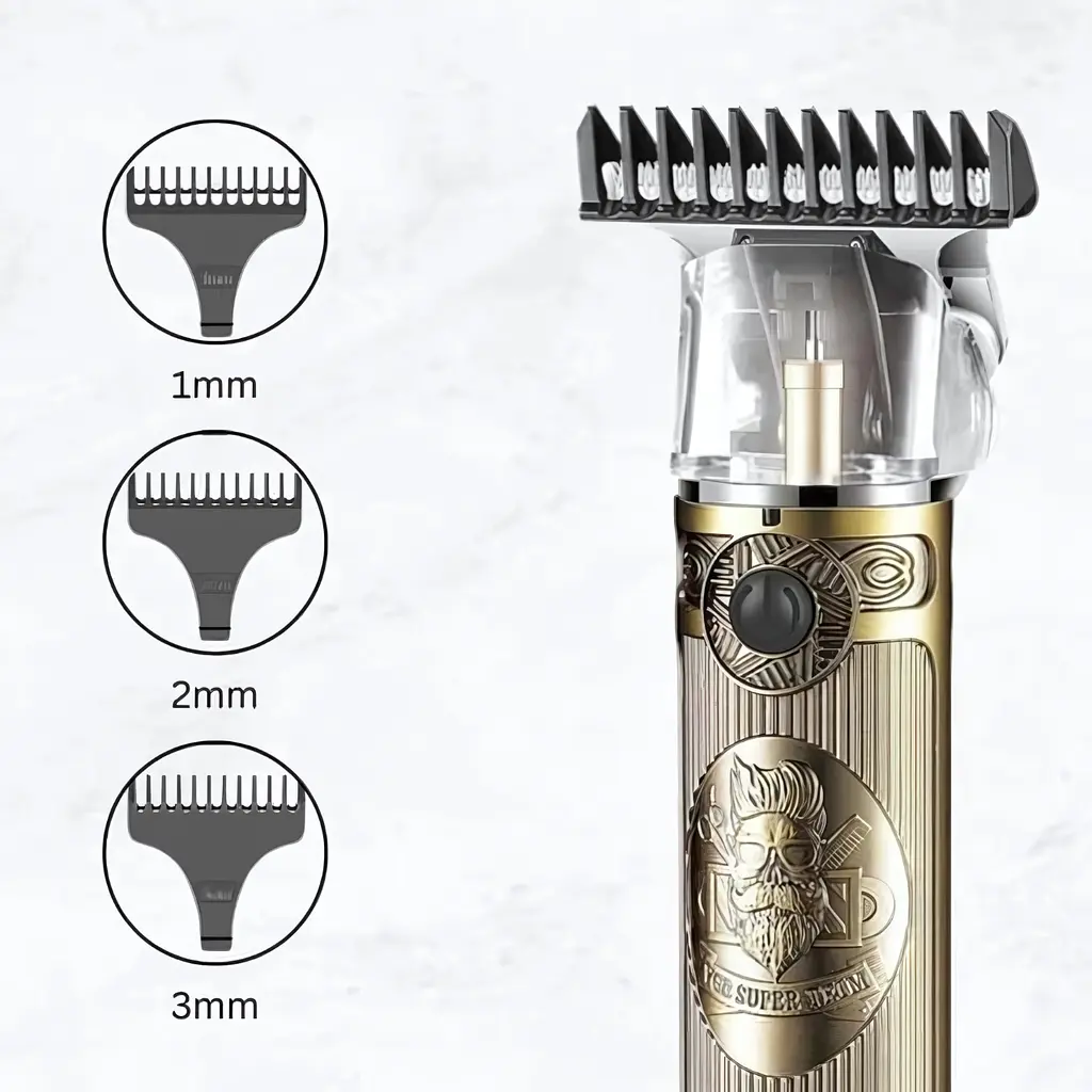 Професійний бездротовий тример для волосся VGR Professional Hair акумуляторний, з LED дисплеєм, 2000 mAh USB, Золотистий - фото 4