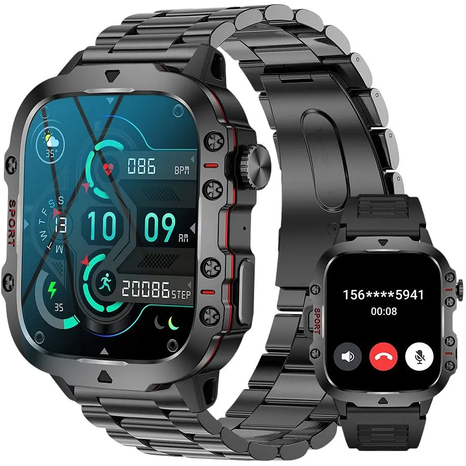 Смарт-годинник Lige Smart Expert Nano Steel 2 ремінці чорний (3203) - фото 2