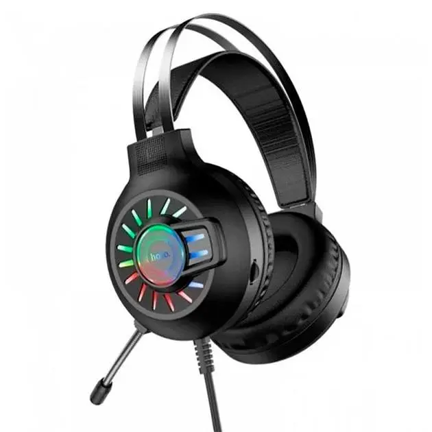 Наушники накладные Hoco ESD04 игровые с LED подсветкой Jack 3.5, 2м, black pink - фото 3