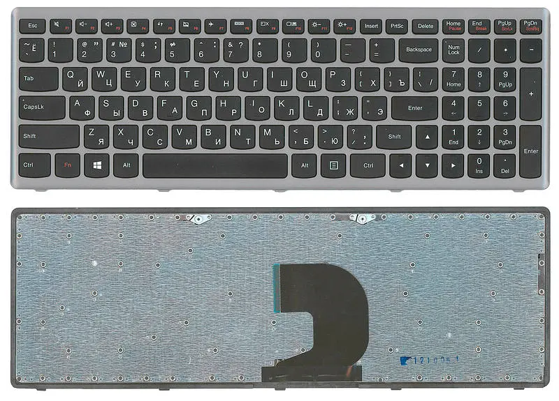 Клавіатура для ноутбука Lenovo Ideapad P500, Z500, Z500A, Z500G, Z500T Чорна, (Сірий каркас) - фото 3
