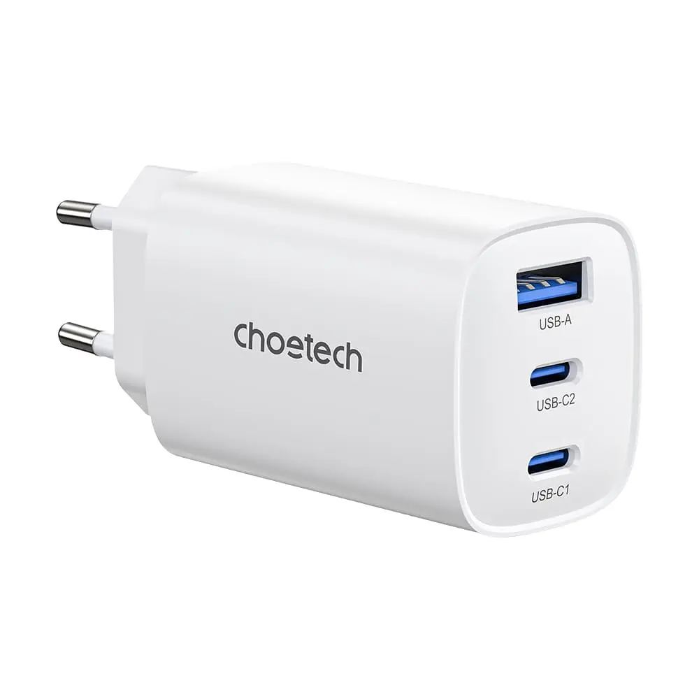 Мережевий зарядний пристрій Choetech PD9006 PD65W GAN USB-A+2xUSB-C White (43-00171) - фото 9