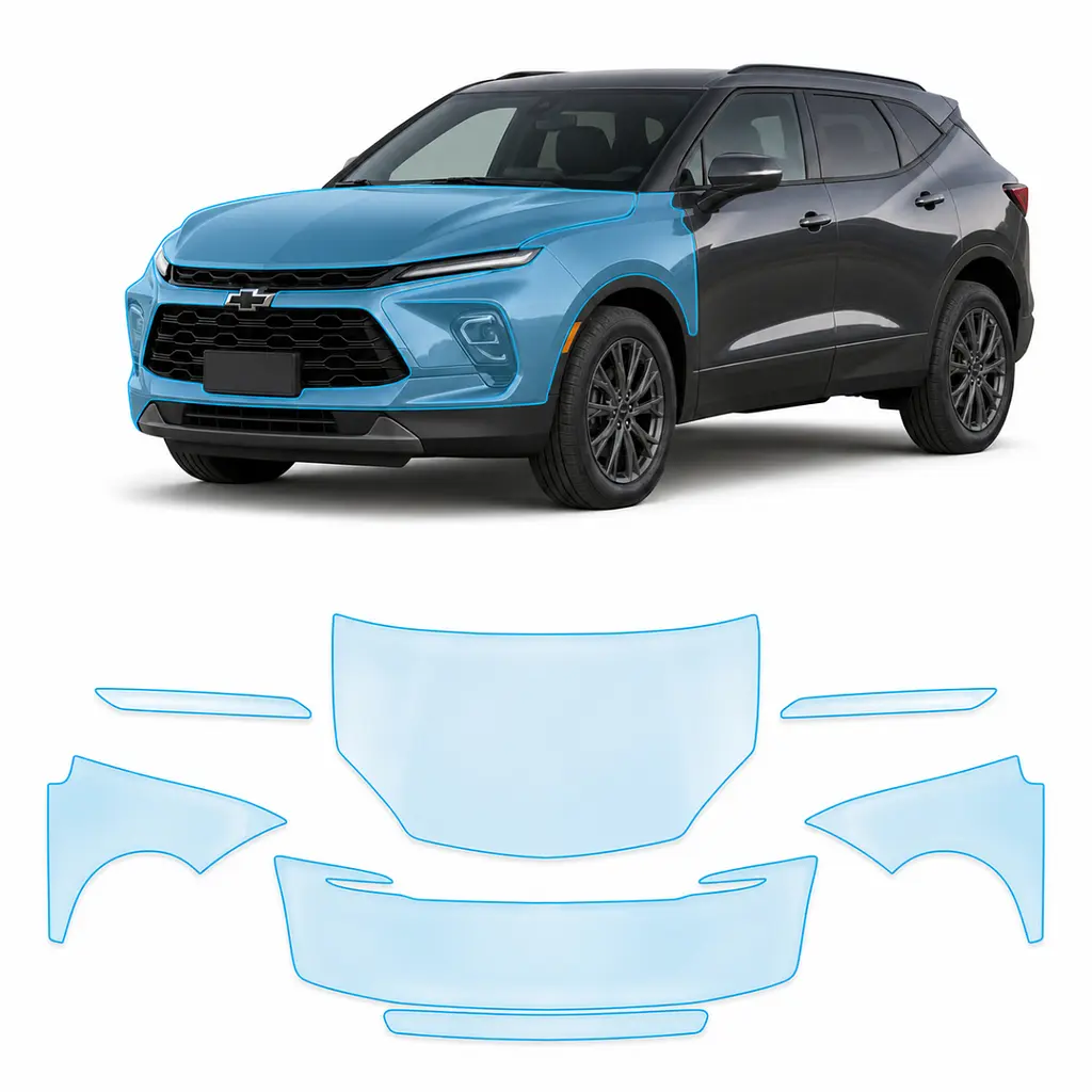 Антигравійна захисна бронеплівка за лекалами для Chevrolet Blazer III facelift 2023-2025 - передня частина авто (капот бампер крила))
