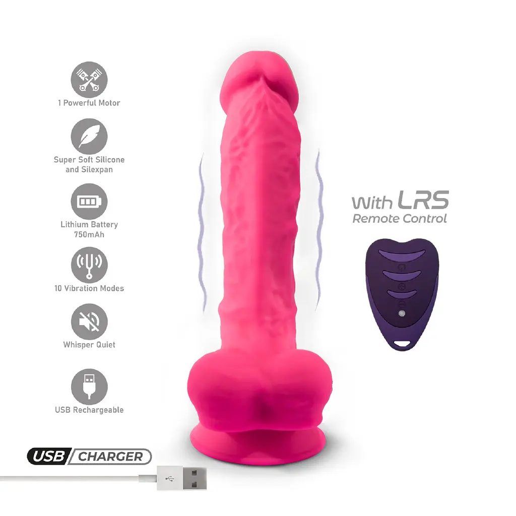 Вибратор Silexd Dildo Model 1 Size 8" LRS, 20 см (розовый) - фото 5