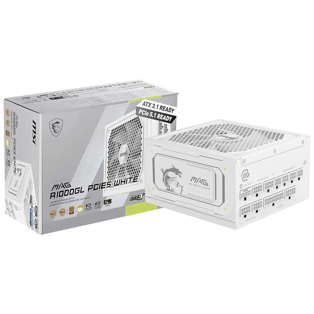 Блок живлення MSI 1000W (MAG A1000GL PCIE5 WHITE) - фото 5