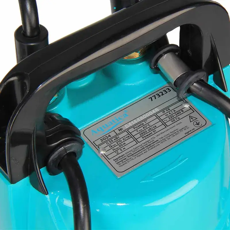 Насос дренажний 0.55кВт Hmax 20м Qmax 210л/хв AQUATICA QDX3-20-0.55A (773233) - фото 5