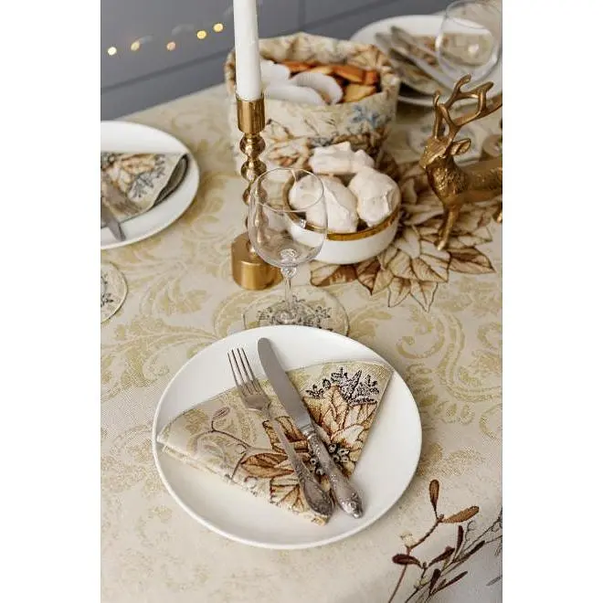 Скатерть Прованс Золотой праздник гобелен 135х240 см (37392) - фото 4