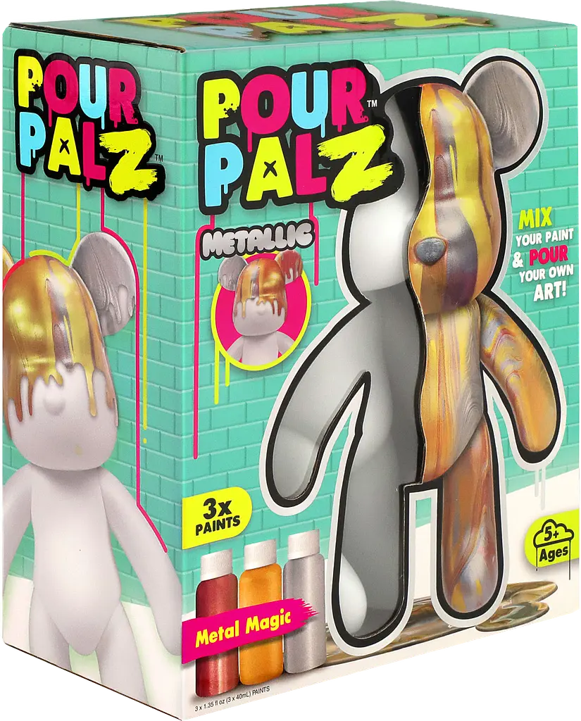 Pour Palz Набір для творчості Флюїд Арт - Ведмедик "Магія металіку" S3 Metallic ToyMonster Art.GS-G25021 - фото 7