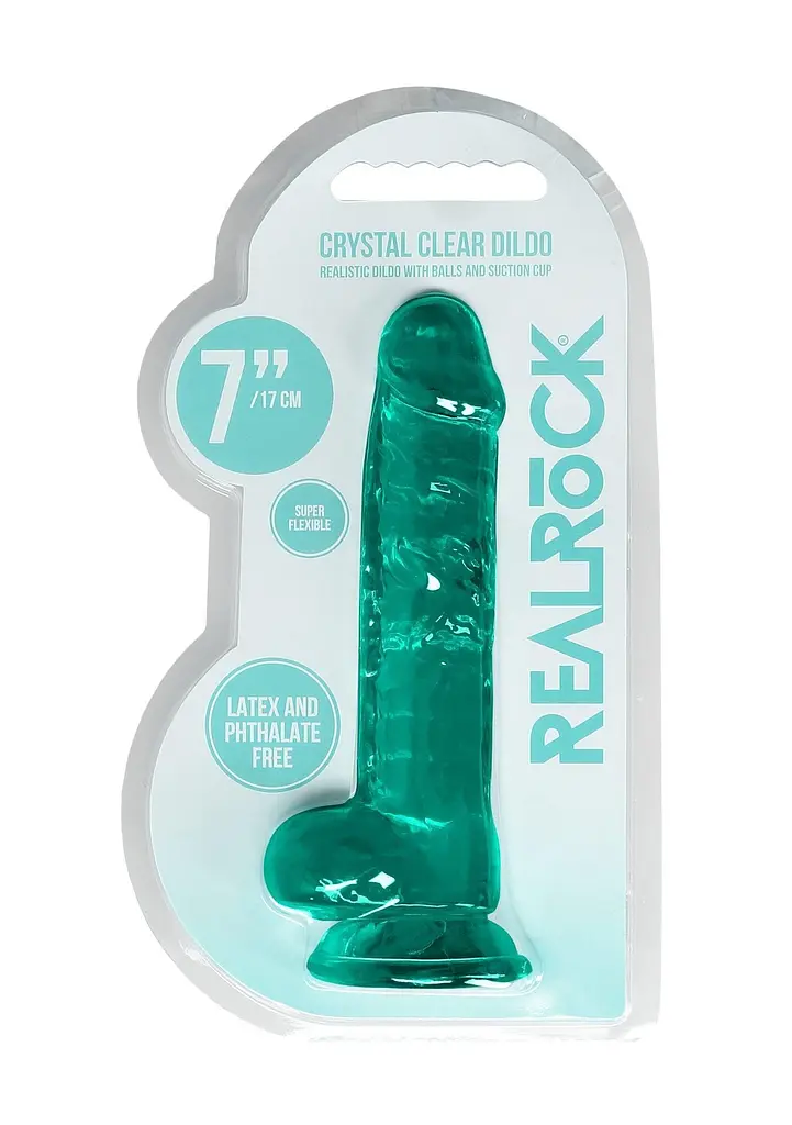 Фалоімітатор RealRock Realistic With Balls 7", 19 см (зелений) - фото 7