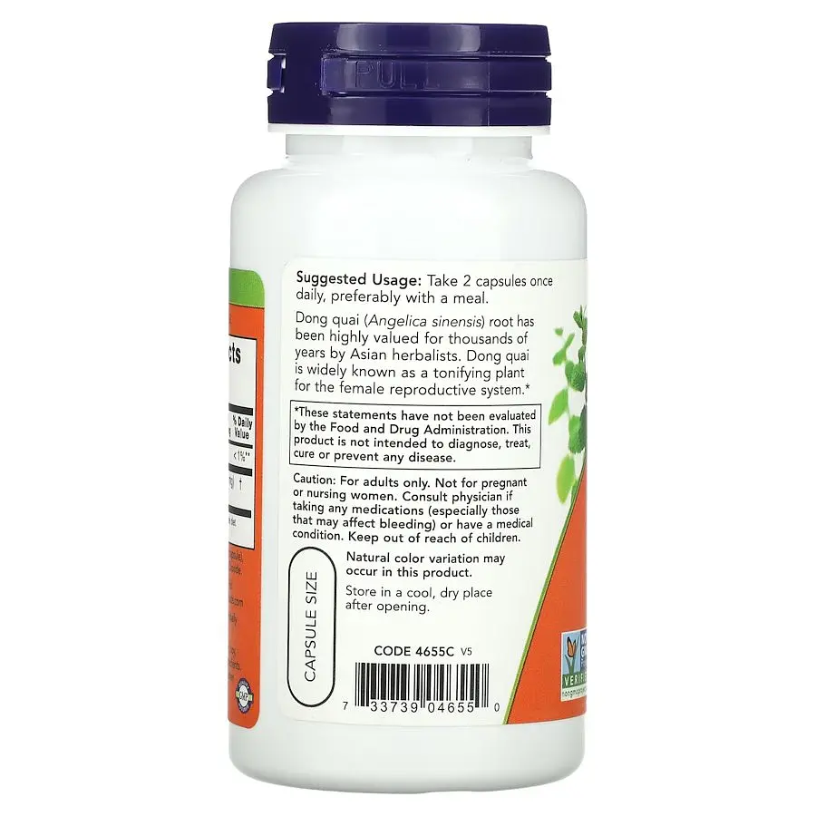 Натуральная добавка NOW Dong Quai 520 mg, 100 капсул - фото 3