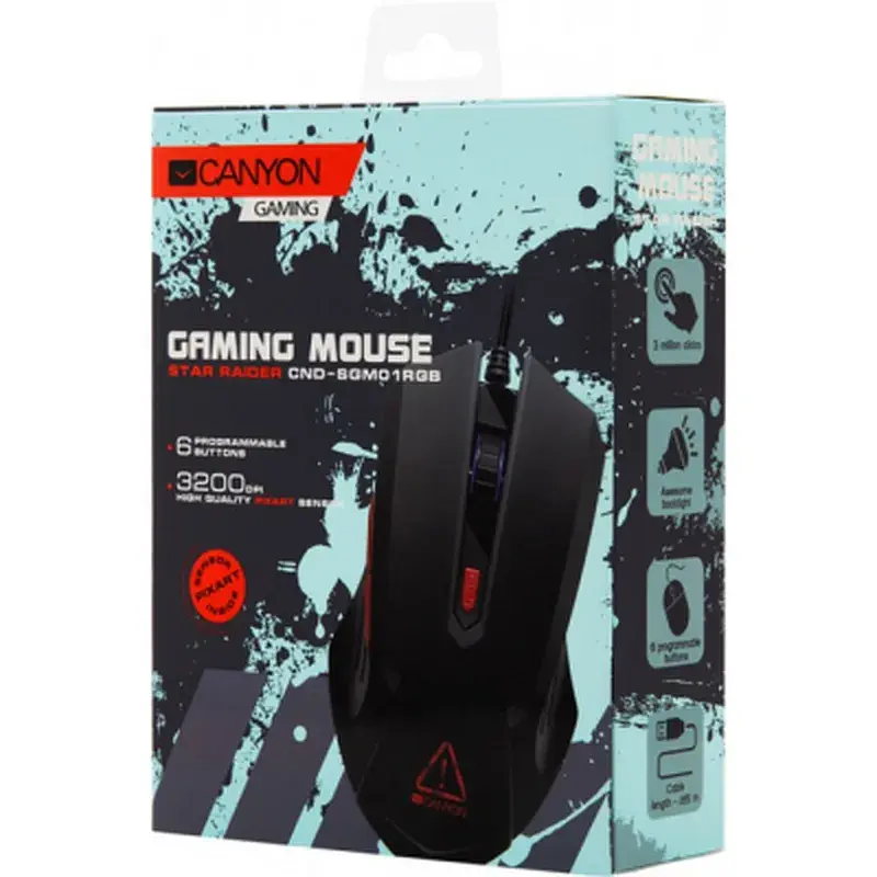 Мишка Canyon Star Raider USB Black (CND-SGM01RGB) - фото 3