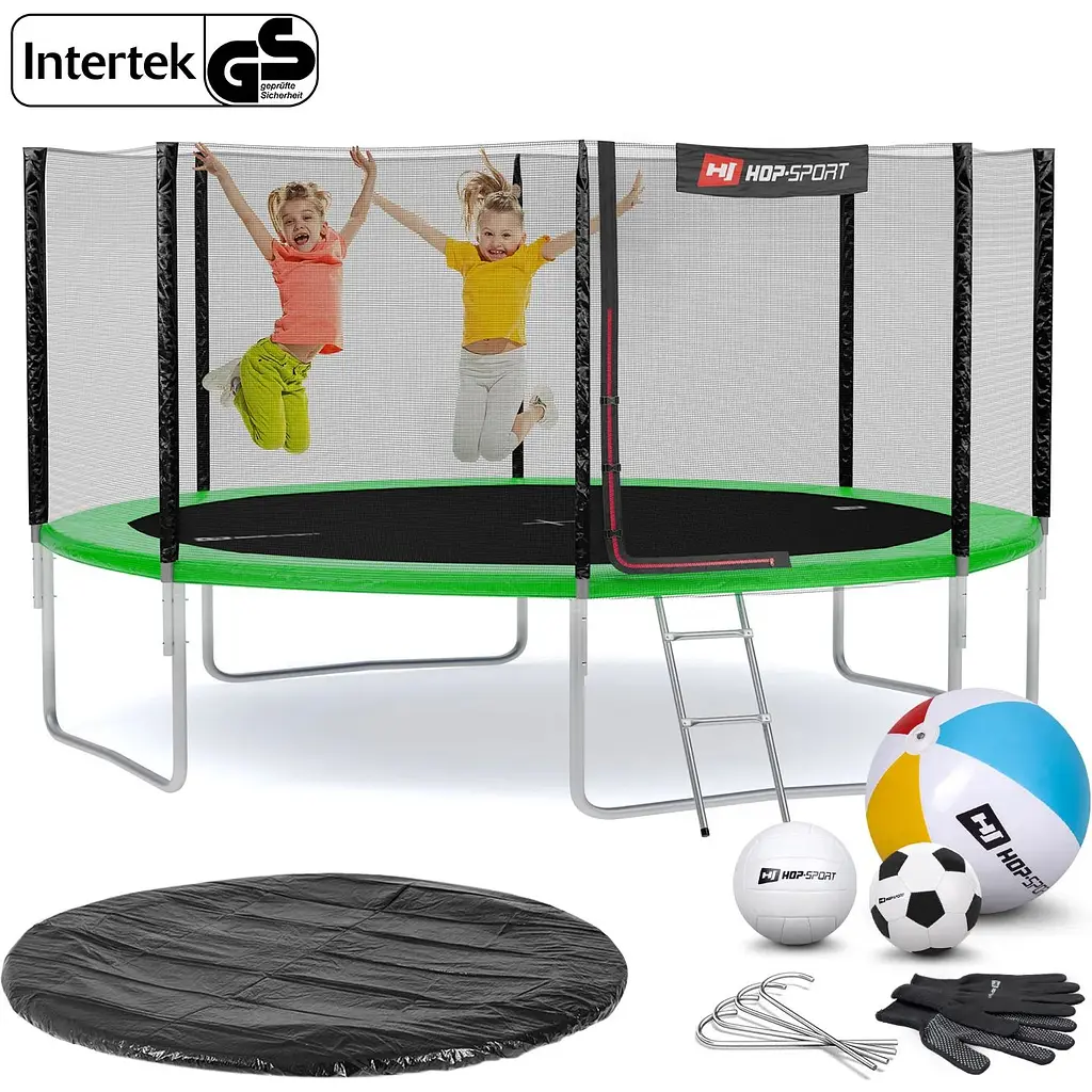 Батут Hop-Sport 14ft (427см) зелений із зовнішньою сіткою - фото 2