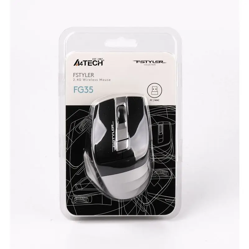 Миша бездротова A4Tech Fstyler FG35 (Grey), USB, колір чорний+сірий - фото 6