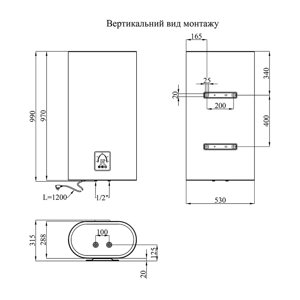 Водонагреватель Kroner Flacher K80F2-D 80 л, 2 кВт, сухой ТЭН, вертикальный, прямоугольный, белый (CV031151) - фото 7